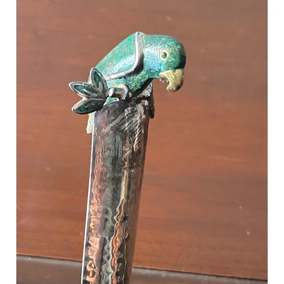 🦜Emilia Castillo *SIGNED* Sterling Silver & Malachite Bird Parrot Soup Ladle🦜 - Picture 6 of 8